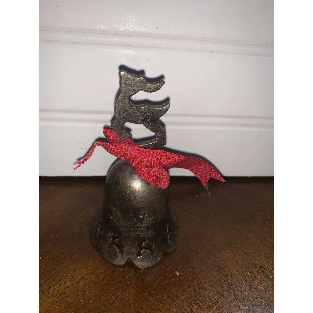 International Silver Co Silverplated Bells 1994 Reindeer Design
